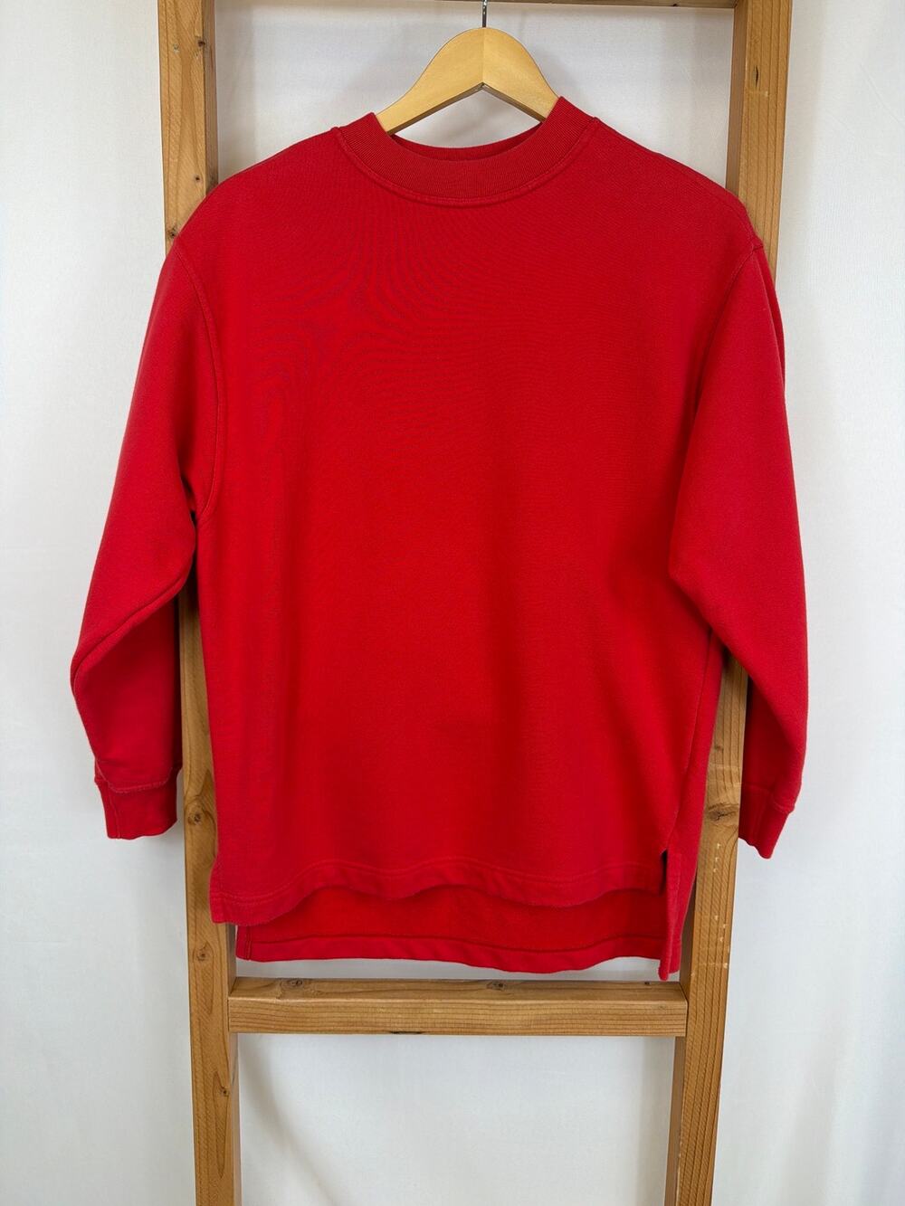 United Colors of Benetton Red Cotton High-Low Crewneck Sweater XS